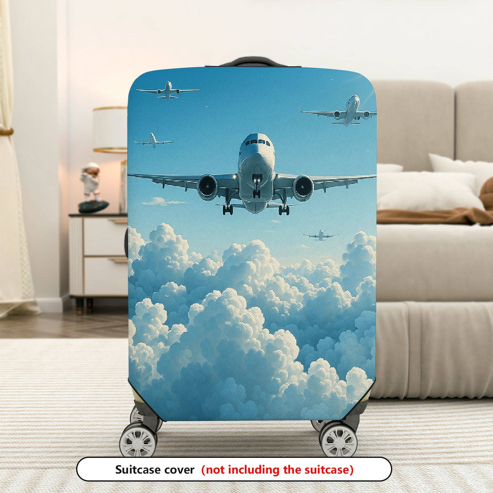 1-Piece Airplane Cloud Sky Travel Adventure Journey  Suitcase Luggage Cover, Stretch Protective Sleeve