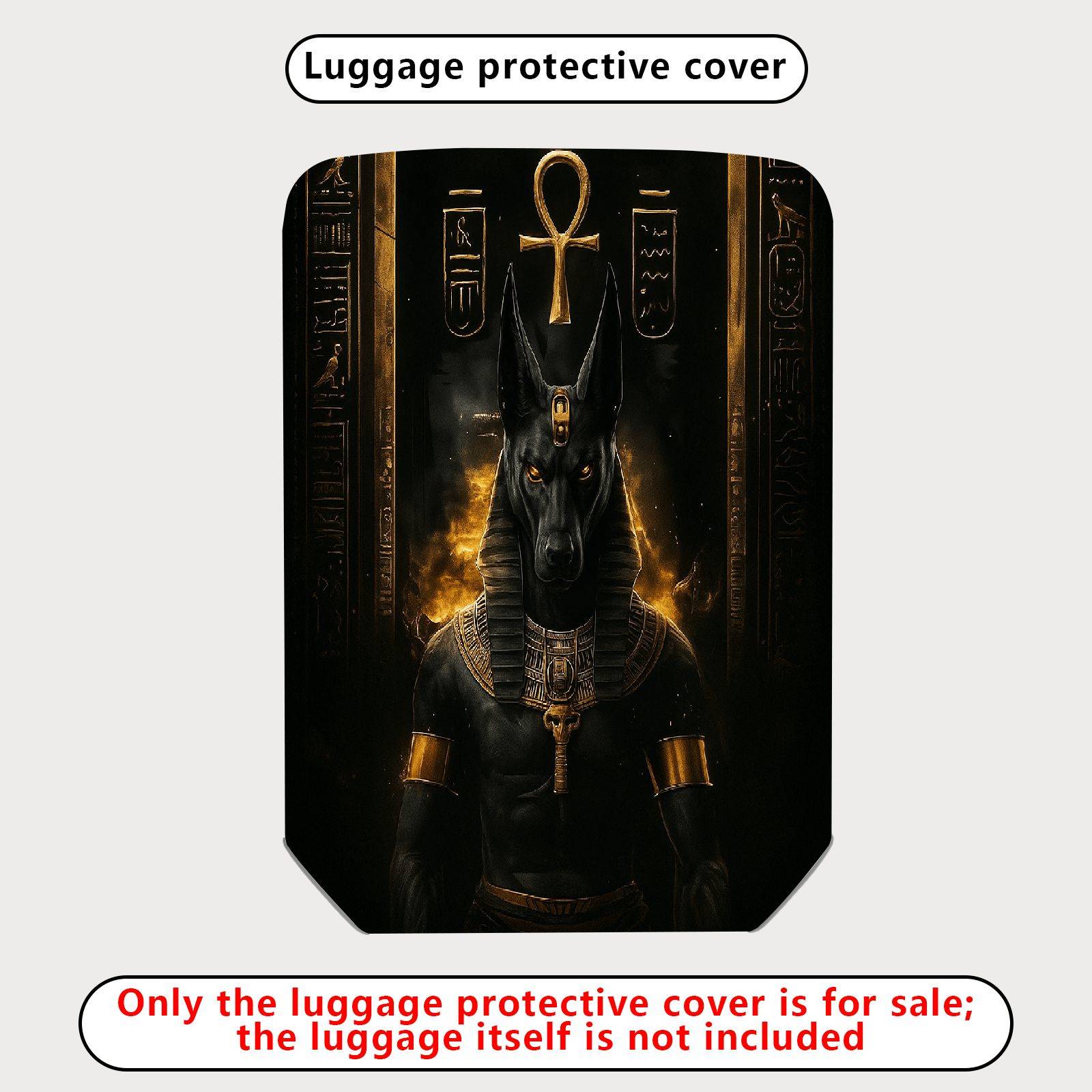 1-Piece Ancient Egyptian Pharaoh Mythical  Anubis Hieroglyphs  Suitcase Luggage Cover, Stretch Protective Sleeve