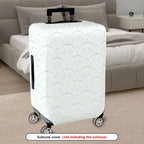 1-Piece Abstract Geometric  Green Scallop Pattern  Suitcase Luggage Cover, Stretch Protective Sleeve