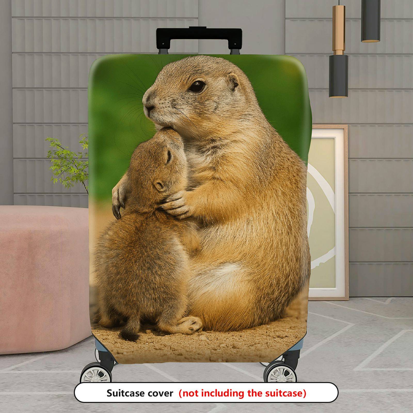 1-Piece Prairie Dog Animal Hug Cute Wildlife Nature Love  Suitcase Luggage Cover, Stretch Protective Sleeve