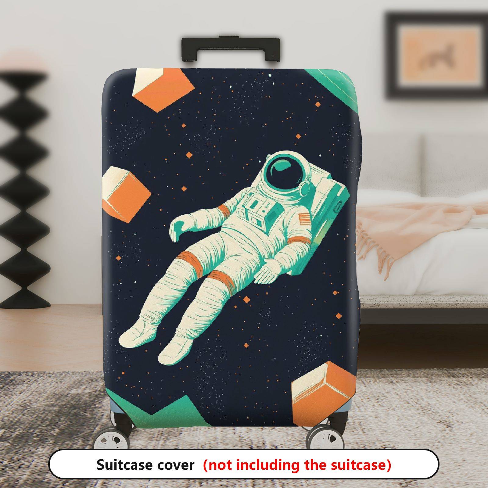 1-Piece Astronaut Space Galaxy Cosmic Floating Cubes  Suitcase Luggage Cover, Stretch Protective Sleeve