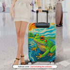 1-Piece Colorful Frog Nature Artistic Water Vibrant  Suitcase Luggage Cover, Stretch Protective Sleeve