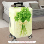 1-Piece Clover Green Floral Ribbon Luck Retro Holiday  Suitcase Luggage Cover, Stretch Protective Sleeve