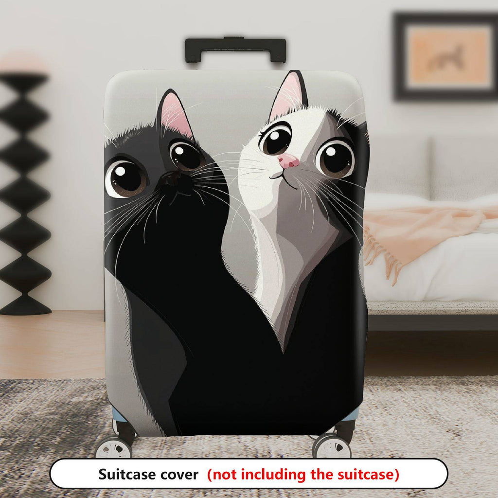 1-Piece Cat Black White Cute Adorable Playful  Suitcase Luggage Cover, Stretch Protective Sleeve