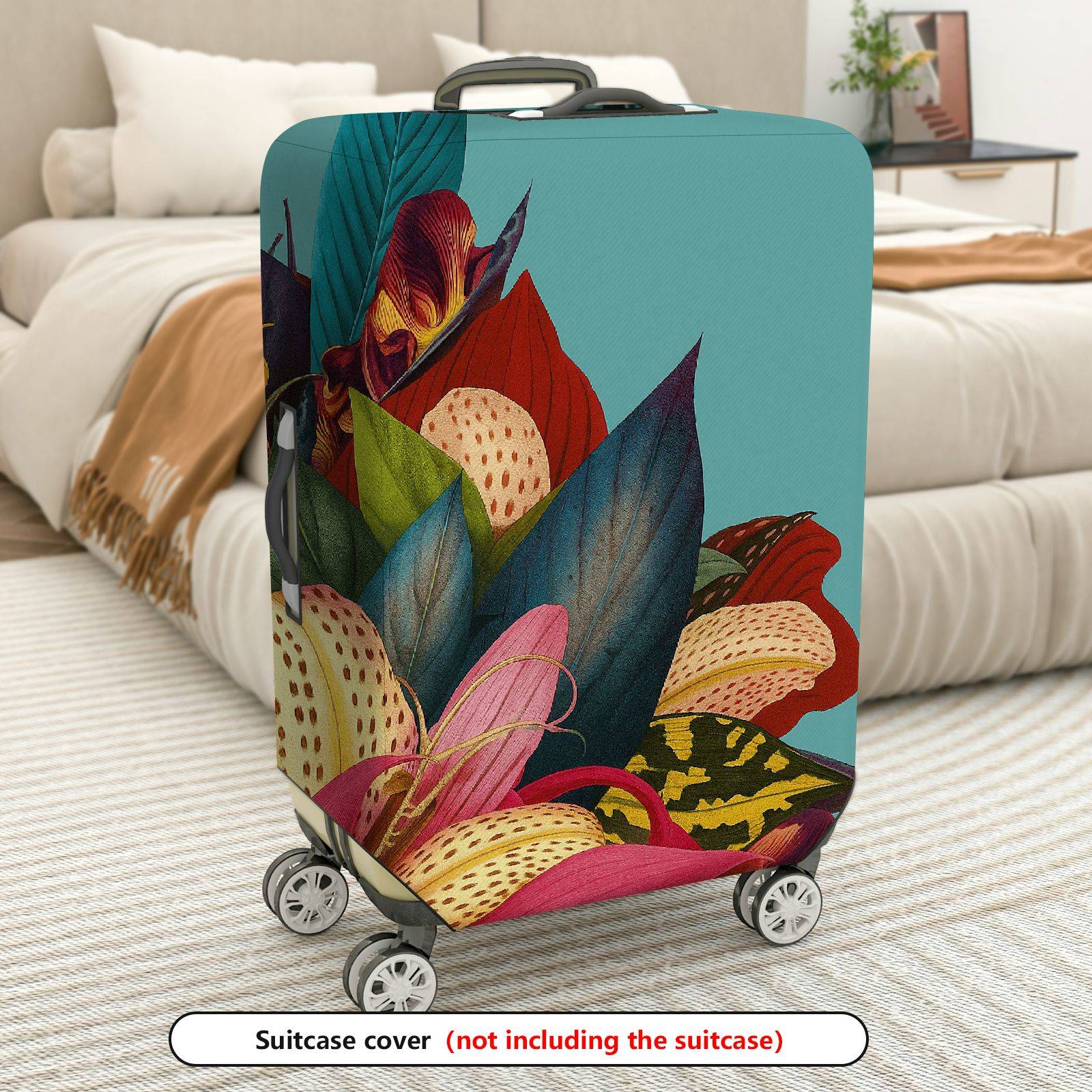 1-Piece Floral Leaf Nature Pattern Colorful  Suitcase Luggage Cover, Stretch Protective Sleeve