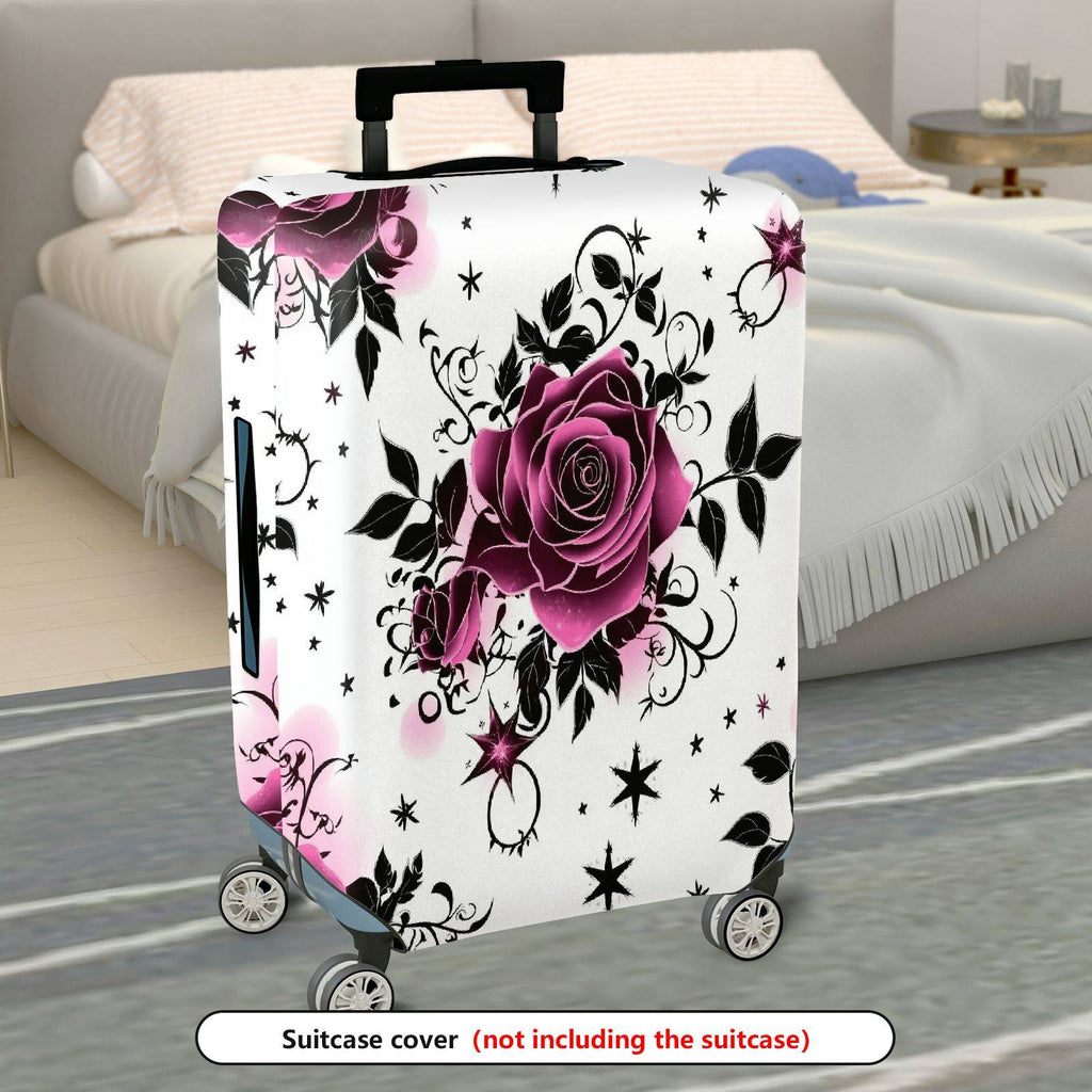 1-Piece Rose Floral Star Pattern Decorative  Suitcase Luggage Cover, Stretch Protective Sleeve