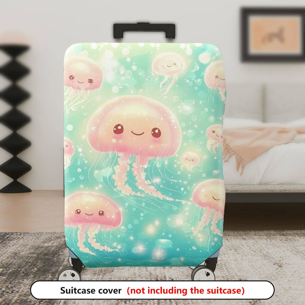 1-Piece Cute  Jellyfish Pink Ocean Fantasy Pattern  Suitcase Luggage Cover, Stretch Protective Sleeve