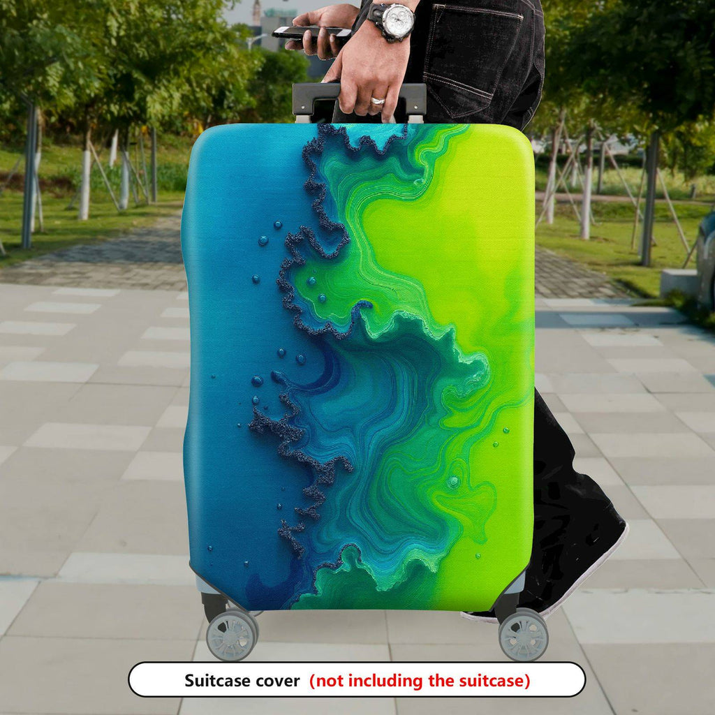 1-Piece Abstract Ocean Wave Fusion Colorful Vibrant Artistic  Suitcase Luggage Cover, Stretch Protective Sleeve