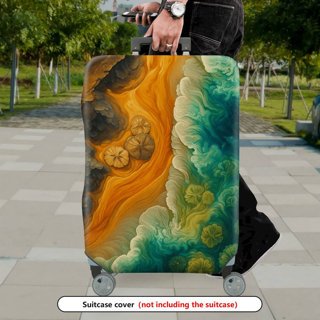 1-Piece Abstract Colorful Artistic Ocean Sand Floral Wave  Suitcase Luggage Cover, Stretch Protective Sleeve