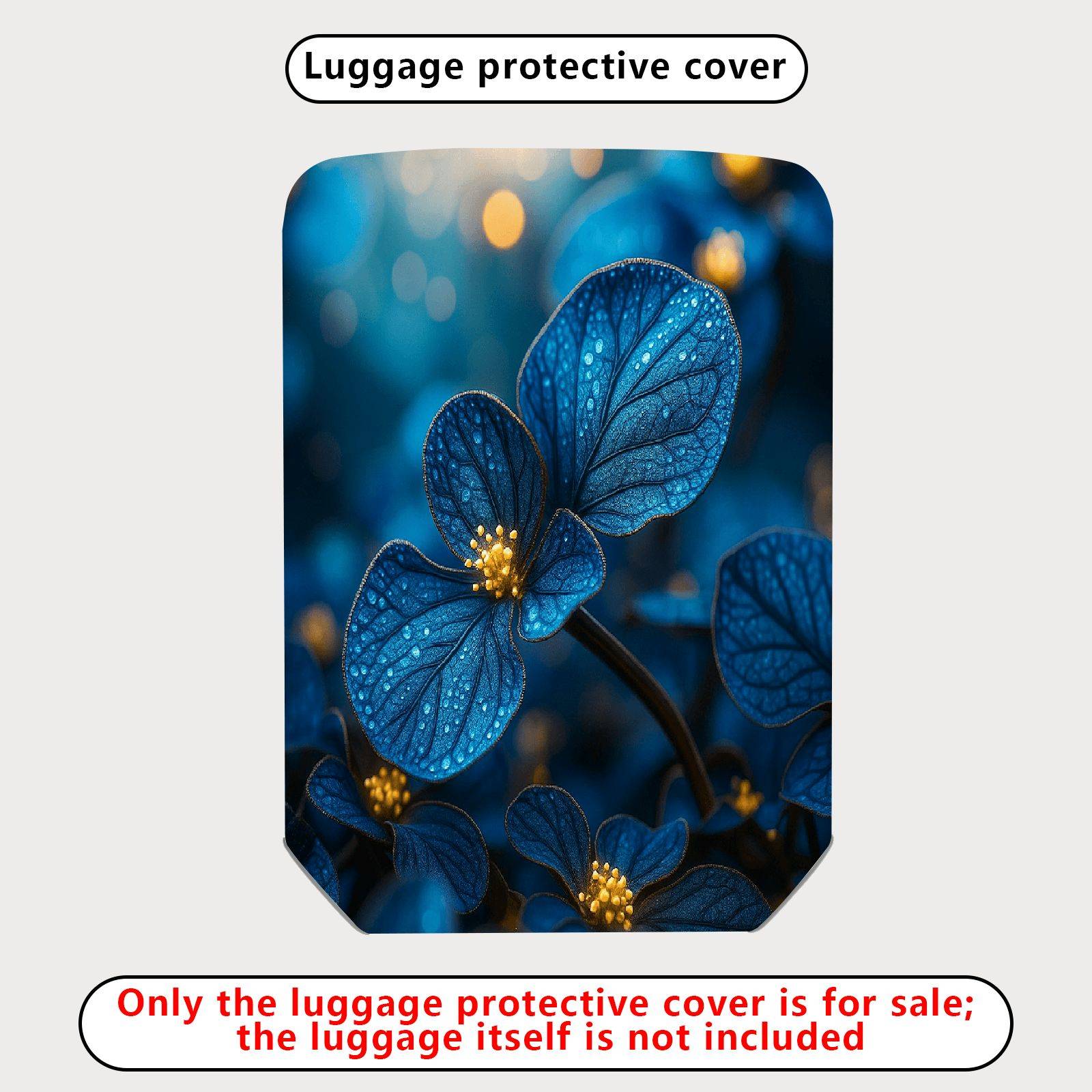 1-Piece Blue Floral Nature Abstract Artistic Elegant  Suitcase Luggage Cover, Stretch Protective Sleeve