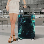 1-Piece Cosmic Feline Galaxy Starry Night Black  Suitcase Luggage Cover, Stretch Protective Sleeve