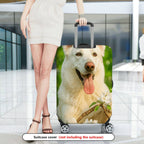 1-Piece Dog Floral Green Nature Spring Blossom  Suitcase Luggage Cover, Stretch Protective Sleeve