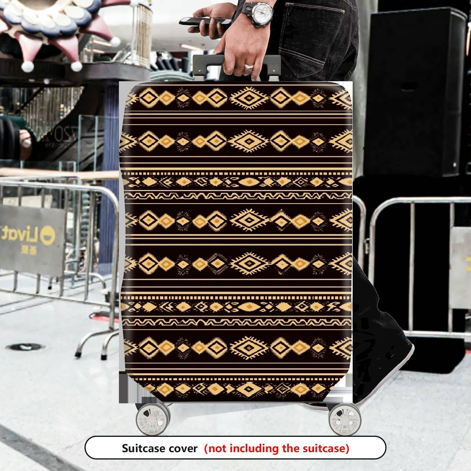 1-Piece Geometric Tribal Ethnic Aztec Pattern  Suitcase Luggage Cover, Stretch Protective Sleeve