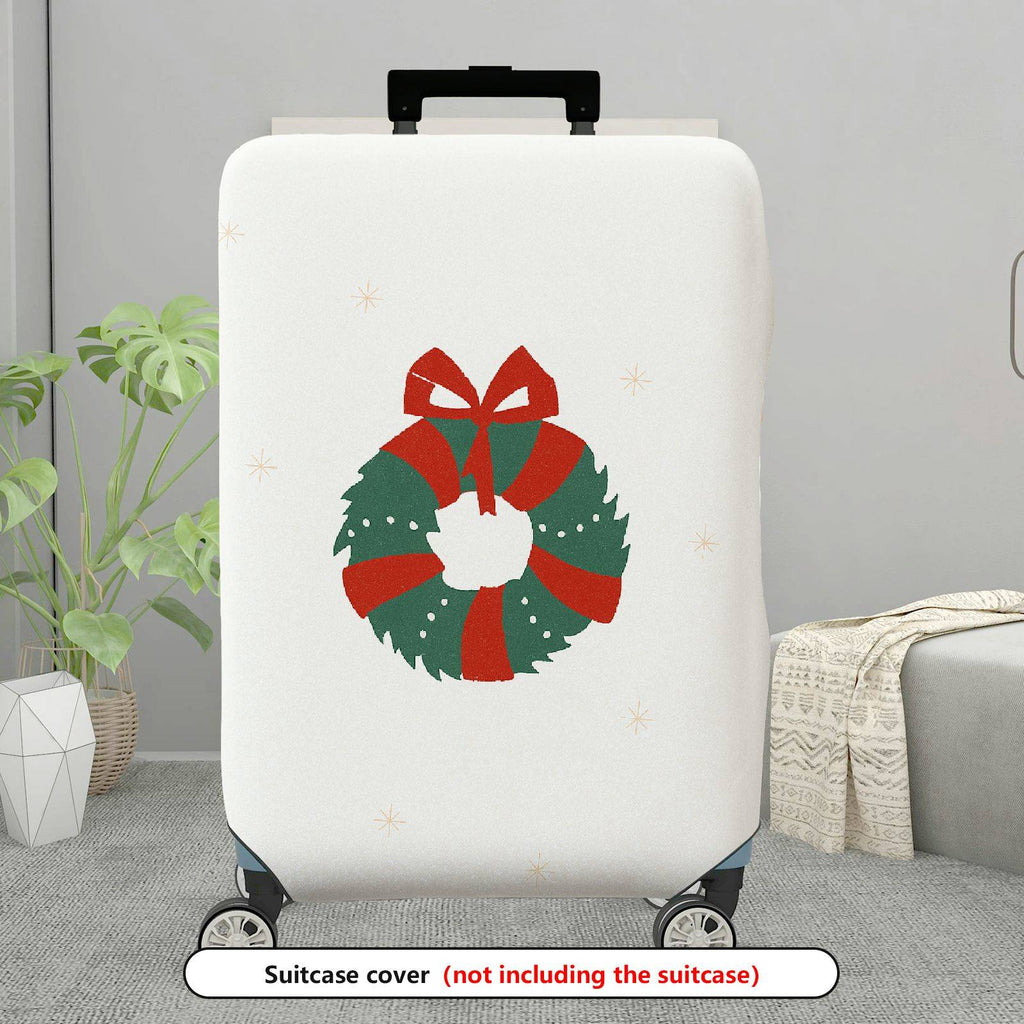 1-Piece Christmas Wreath Bow Snowflakes Holiday  Suitcase Luggage Cover, Stretch Protective Sleeve