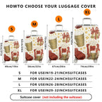 1-Piece Christmas Holiday Bell Gift Hot Chocolate Red Hat  Suitcase Luggage Cover, Stretch Protective Sleeve
