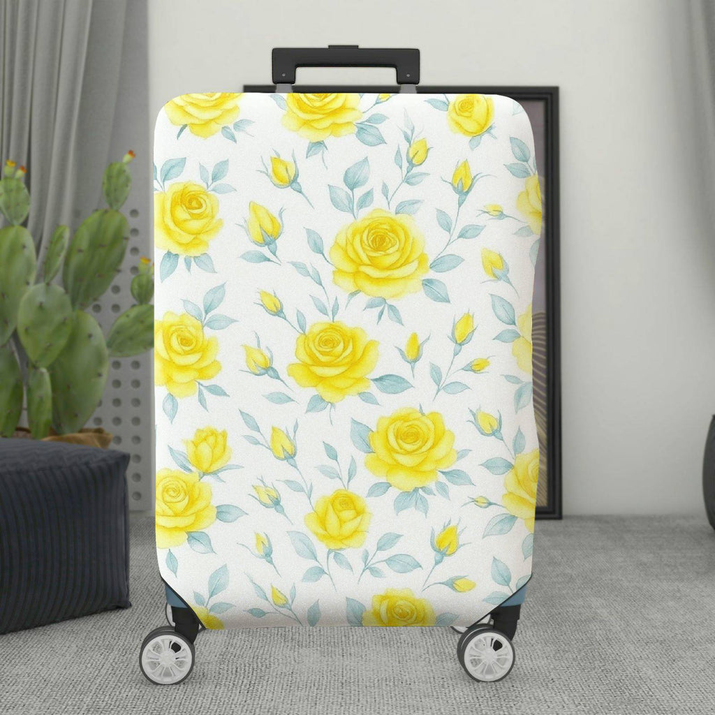 1-Piece Yellow Rose Floral Pattern Elegant Stylish Bright Cheerful  Suitcase Luggage Cover, Stretch Protective Sleeve