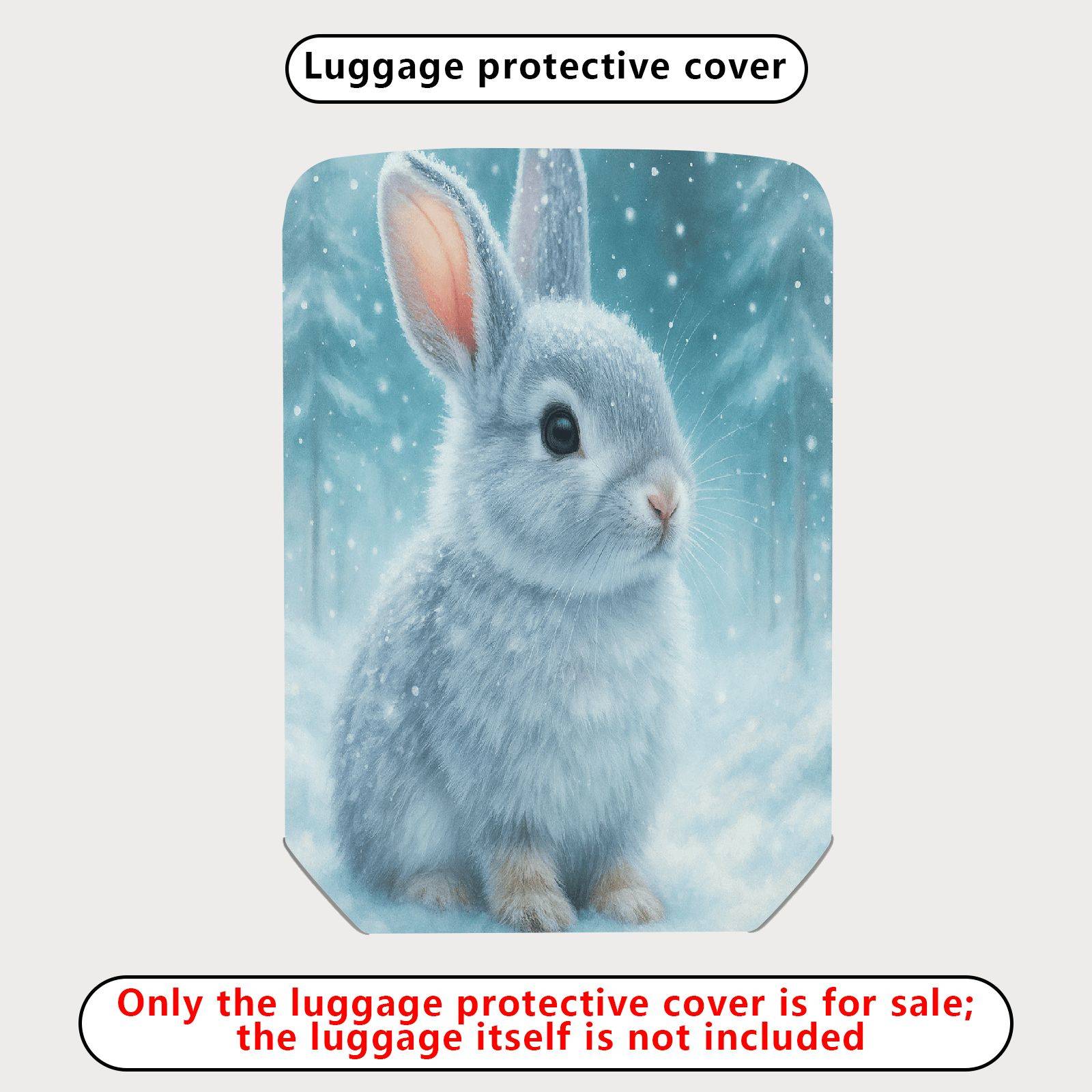 1-Piece Rabbit Snow Winter Animal Cute Nature  Suitcase Luggage Cover, Stretch Protective Sleeve
