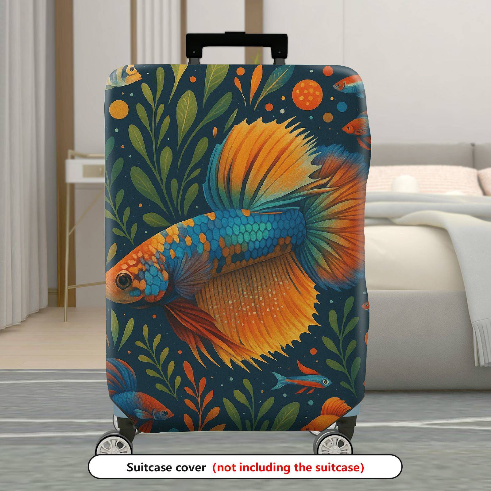 1-Piece Artistic Colorful Fish Nature Abstract Betta Design  Suitcase Luggage Cover, Stretch Protective Sleeve