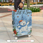 1-Piece Bear Winter Snow Christmas Holiday Floral  Suitcase Luggage Cover, Stretch Protective Sleeve