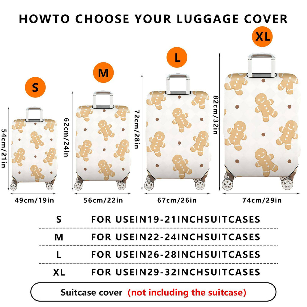1-Piece Gingerbread Man Holiday Christmas Winter Festive  Suitcase Luggage Cover, Stretch Protective Sleeve