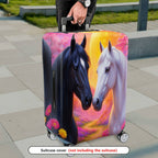1-Piece Horse Sunset Floral Art Romance Colorful  Suitcase Luggage Cover, Stretch Protective Sleeve