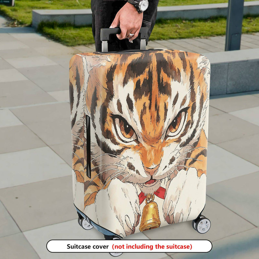 1-Piece Animal Tiger Pattern Protector Bells Ears Whiskers  Suitcase Luggage Cover, Stretch Protective Sleeve