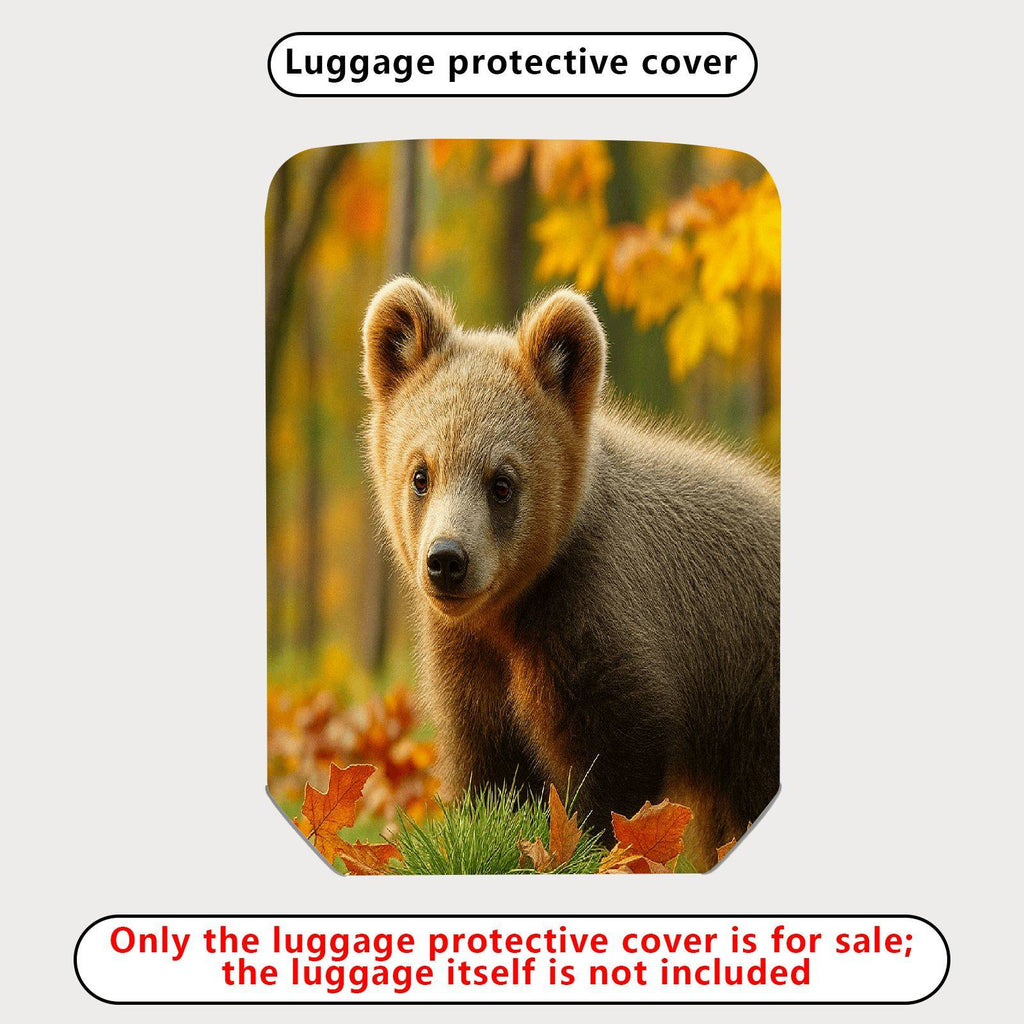 1-Piece Cute Bear Autumn Forest Wildlife Nature Scenic  Suitcase Luggage Cover, Stretch Protective Sleeve