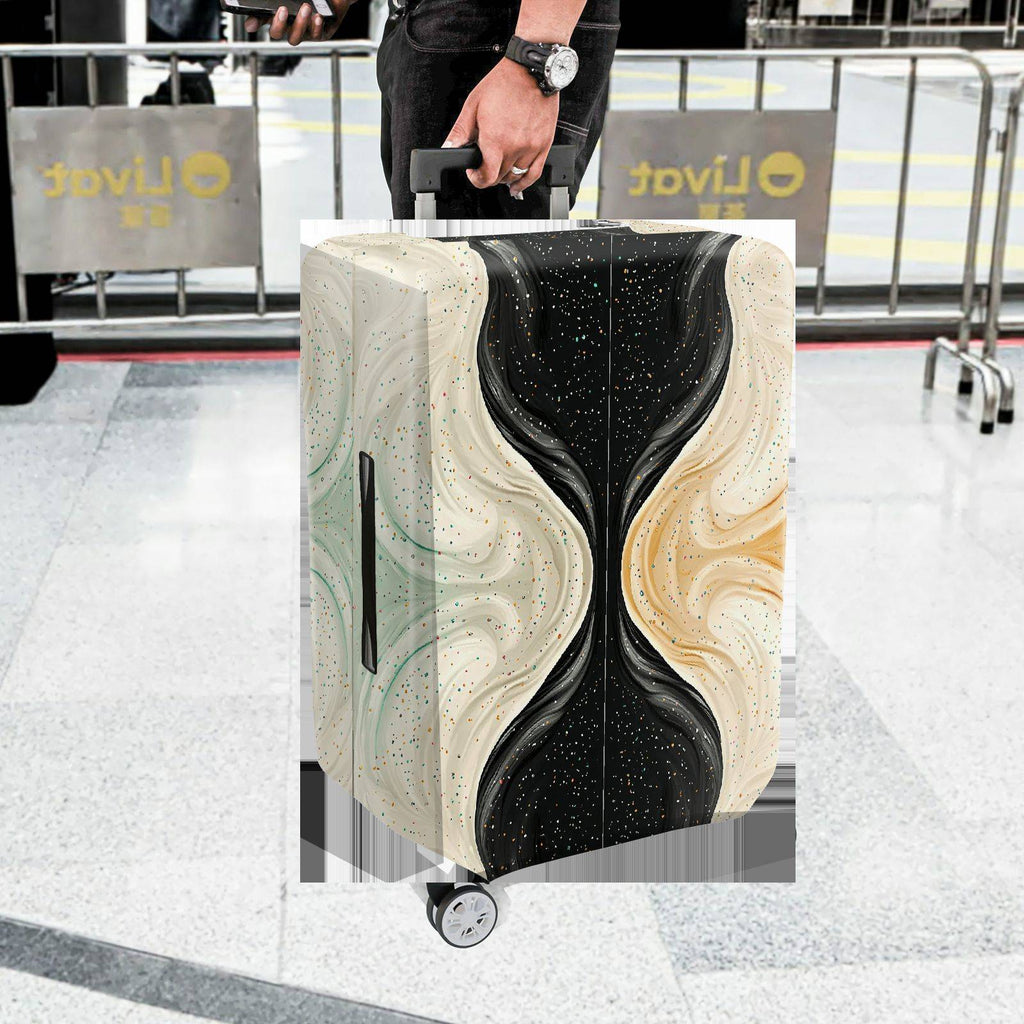 1-Piece Abstract Fluid Swirl Speckled Earthy Universe  Suitcase Luggage Cover, Stretch Protective Sleeve