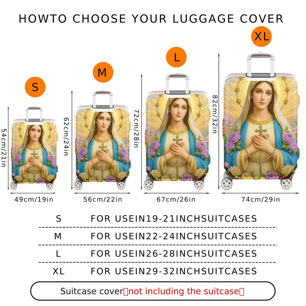 1-Piece Religious Icon Floral Sky Star Halo Sacred  Suitcase Luggage Cover, Stretch Protective Sleeve