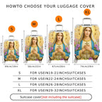 1-Piece Religious Icon Floral Sky Star Halo Sacred  Suitcase Luggage Cover, Stretch Protective Sleeve