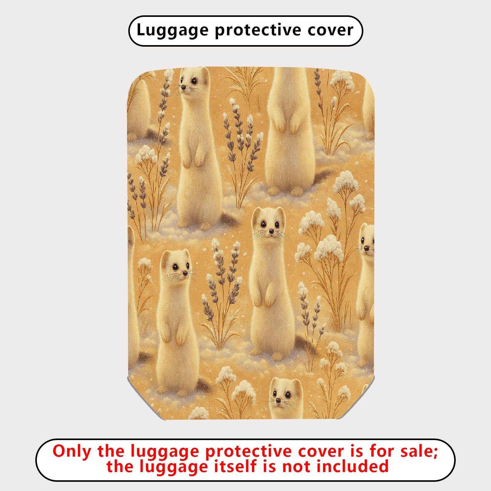 1-Piece Cute Weasel Animal Nature Pastel Art  Suitcase Luggage Cover, Stretch Protective Sleeve
