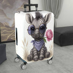 1-Piece Cute Animal Retro Glasses Flower Scarf Design Zebra  Suitcase Luggage Cover, Stretch Protective Sleeve