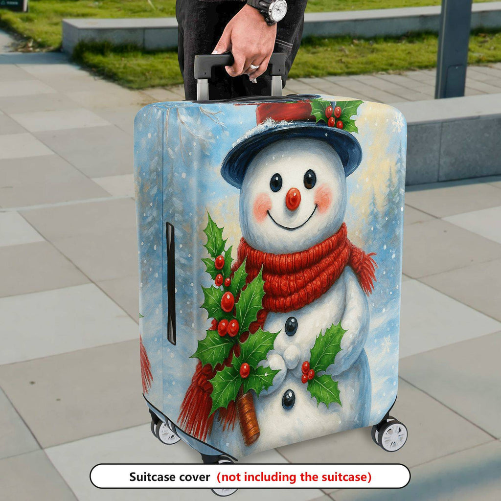 1-Piece Snowman Christmas Winter Holiday Festive Cheer  Suitcase Luggage Cover, Stretch Protective Sleeve