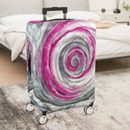 1-Piece Abstract Swirl Pink Gray Artistic Spiral  Suitcase Luggage Cover, Stretch Protective Sleeve