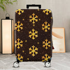 1-Piece Gold Snowflake Pattern Dark Brown Glitter Festive Holiday  Suitcase Luggage Cover, Stretch Protective Sleeve