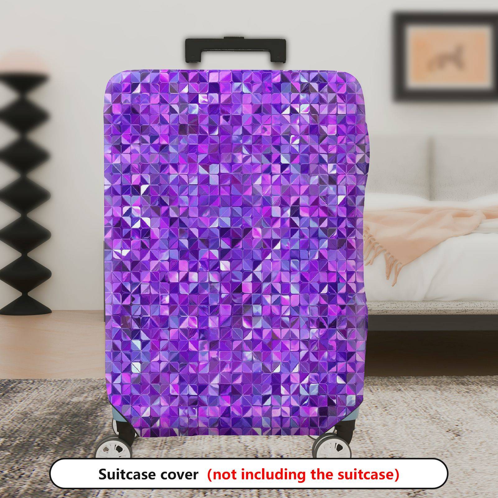 1-Piece Purple Geometric Mosaic Pattern  Suitcase Luggage Cover, Stretch Protective Sleeve