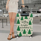 1-Piece Christmas Tree Winter Wonderland Snowflakes Festive Holiday  Suitcase Luggage Cover, Stretch Protective Sleeve