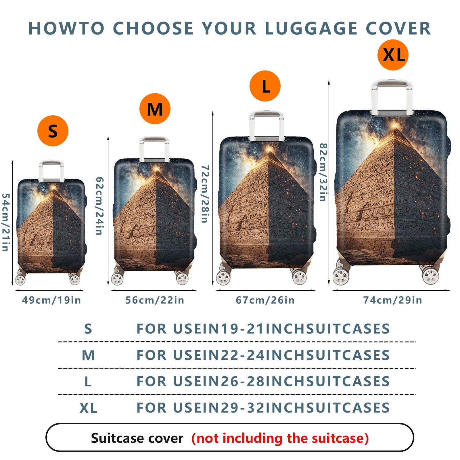 1-Piece Cosmic Pyramid Starry Night Ancient Mystical Galactic  Suitcase Luggage Cover, Stretch Protective Sleeve