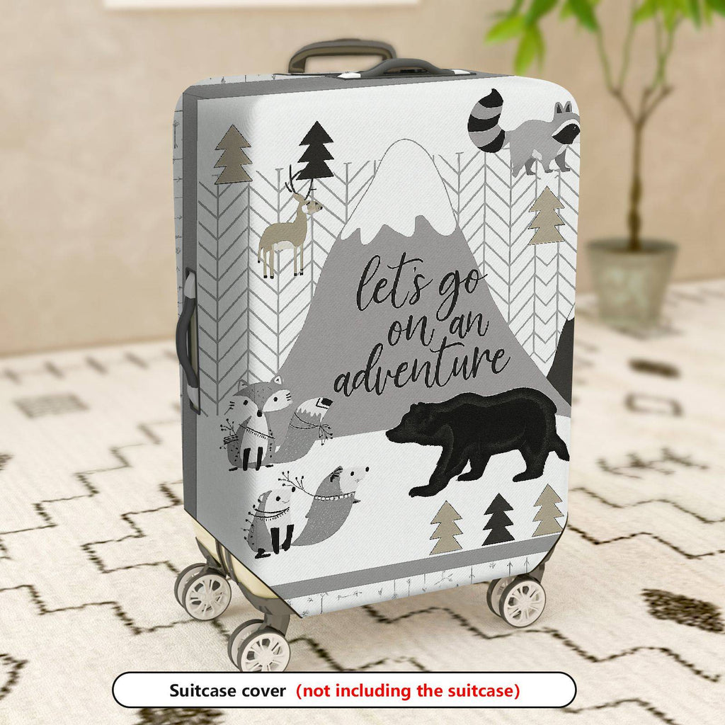 1-Piece Adventure Mountain Animal Forest Stylish Graphic  Suitcase Luggage Cover, Stretch Protective Sleeve