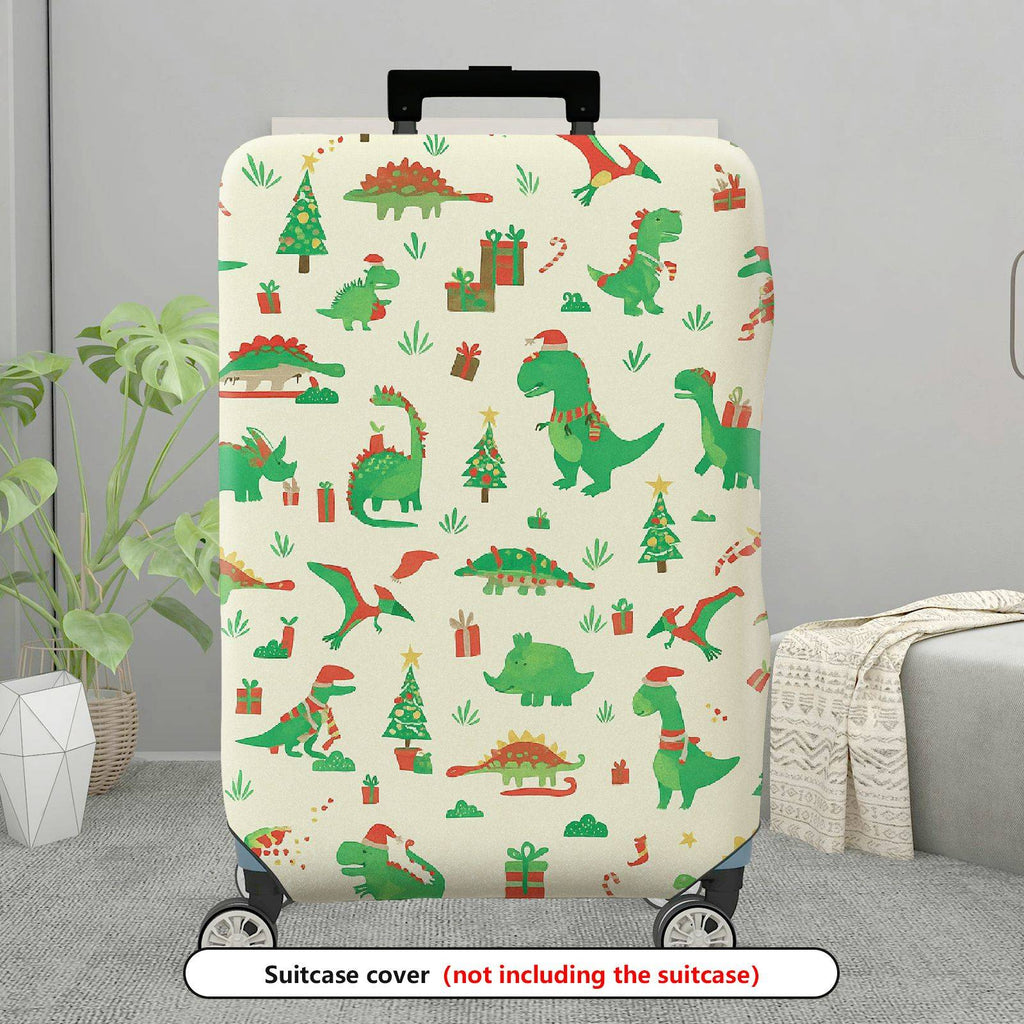 1-Piece Christmas Dinosaur Gift Tree Holiday Snow  Suitcase Luggage Cover, Stretch Protective Sleeve