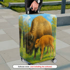 1-Piece Bison Wildlife Landscape Nature Artistic Animal  Suitcase Luggage Cover, Stretch Protective Sleeve