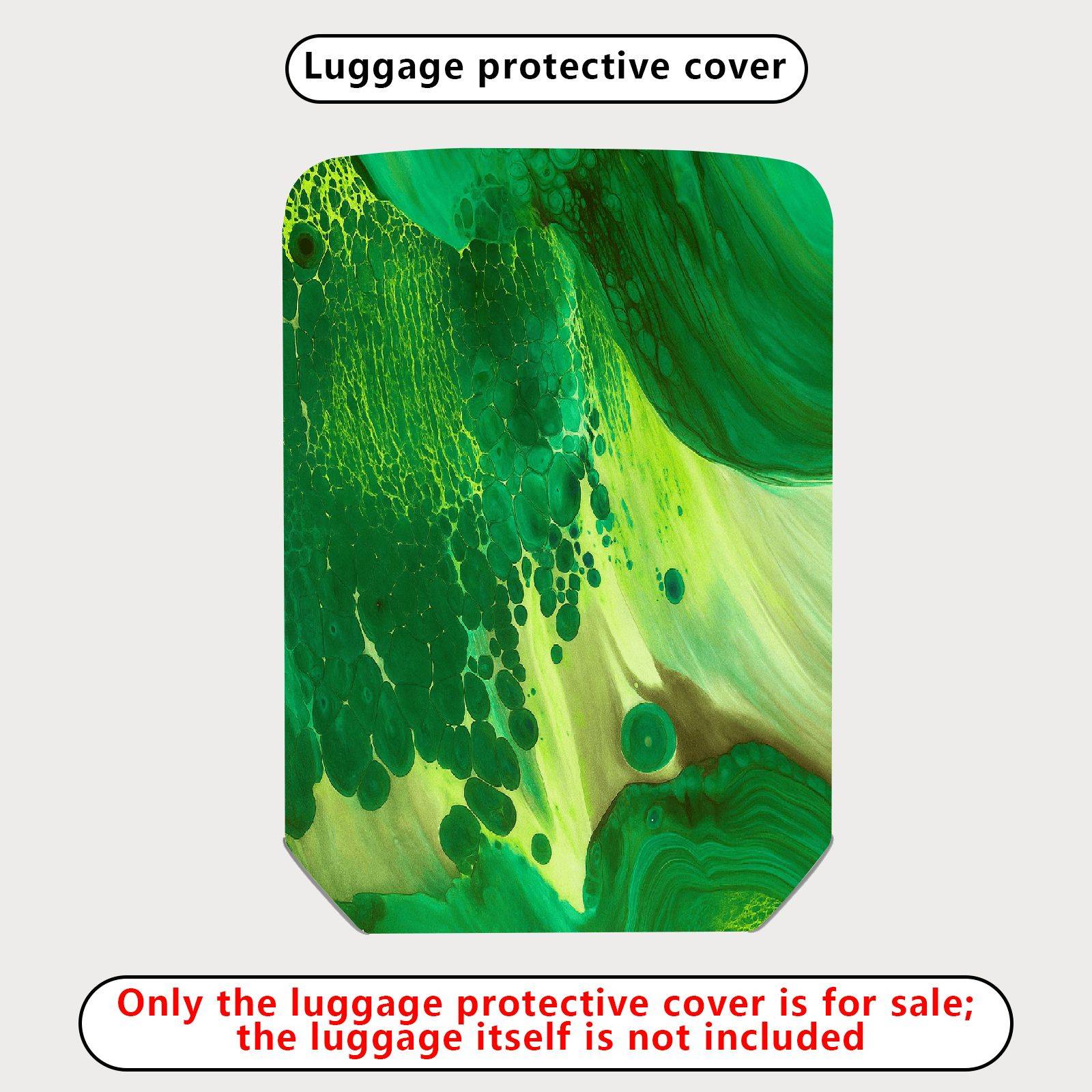 1-Piece Abstract Green Artistic Fluid Pattern Colorful  Suitcase Luggage Cover, Stretch Protective Sleeve