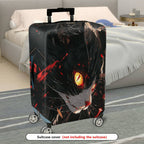 1-Piece Black Cat Glowing Eyes Red Scratches Abstract Artistic  Suitcase Luggage Cover, Stretch Protective Sleeve