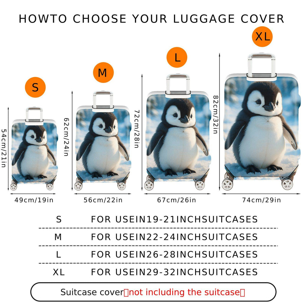 1-Piece Cute Adorable Penguin Winter Snow Animal  Suitcase Luggage Cover, Stretch Protective Sleeve