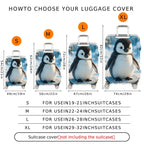 1-Piece Cute Adorable Penguin Winter Snow Animal  Suitcase Luggage Cover, Stretch Protective Sleeve
