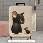 1-Piece Cute  Animal Black Cat Mouse Design  Suitcase Luggage Cover, Stretch Protective Sleeve