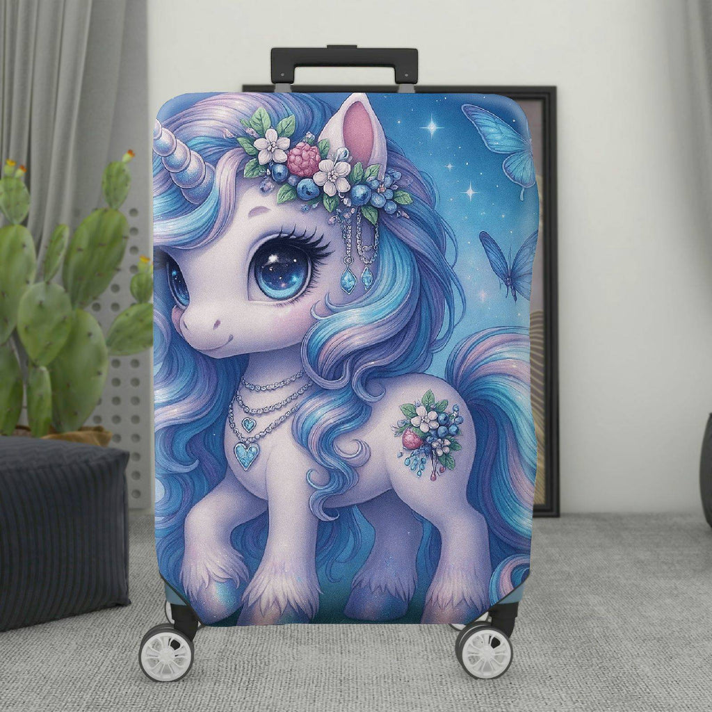1-Piece Unicorn Painted Floral Butterfly  Suitcase Luggage Cover, Stretch Protective Sleeve