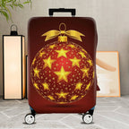 1-Piece Gold Star Ornament Christmas Bow Festive Holiday  Suitcase Luggage Cover, Stretch Protective Sleeve