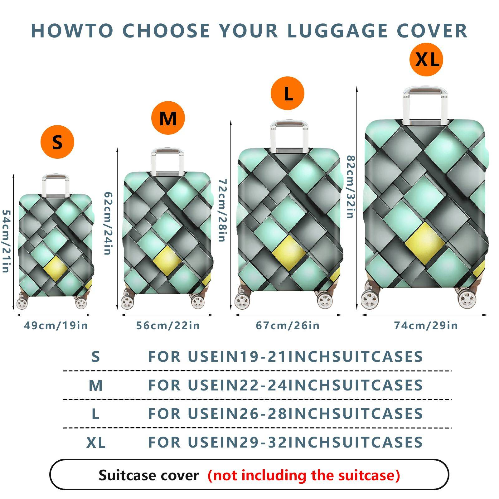 1-Piece Abstract Geometric Modern Artistic Colorful  Suitcase Luggage Cover, Stretch Protective Sleeve