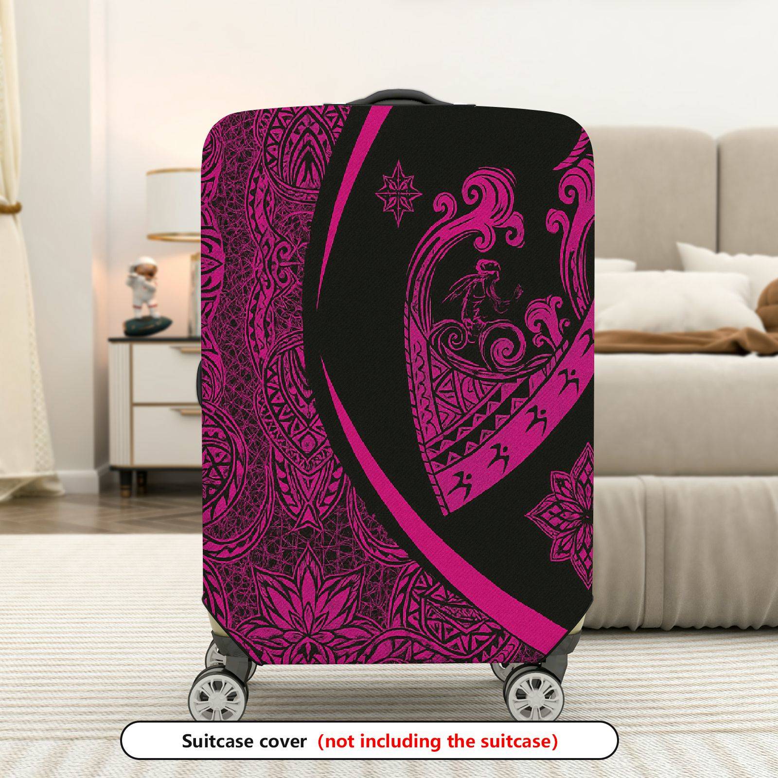 1-Piece Artistic Bohemian Pink Tribal Floral Mandala  Suitcase Luggage Cover, Stretch Protective Sleeve
